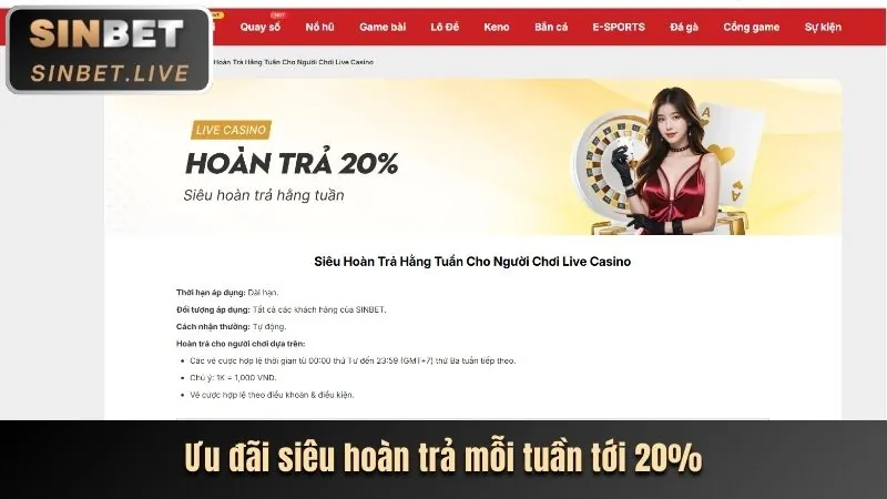 Các trò chơi casino trực tuyến, cá cược thể thao, bắn cá, slot game áp dụng hoàn trả